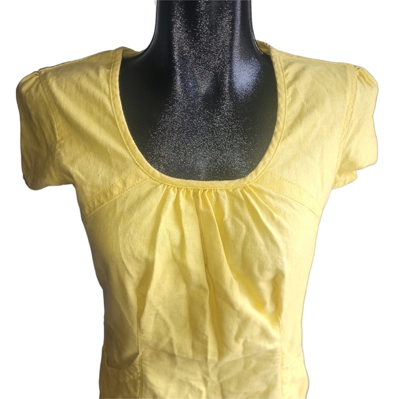 Chlorophylle Yellow Hemp Blend Short Sleeve Dress XS - Picture 2 of 7